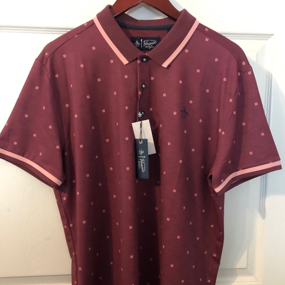 Penguin Men’s Polo Shirt, Cherry Wine, NWT